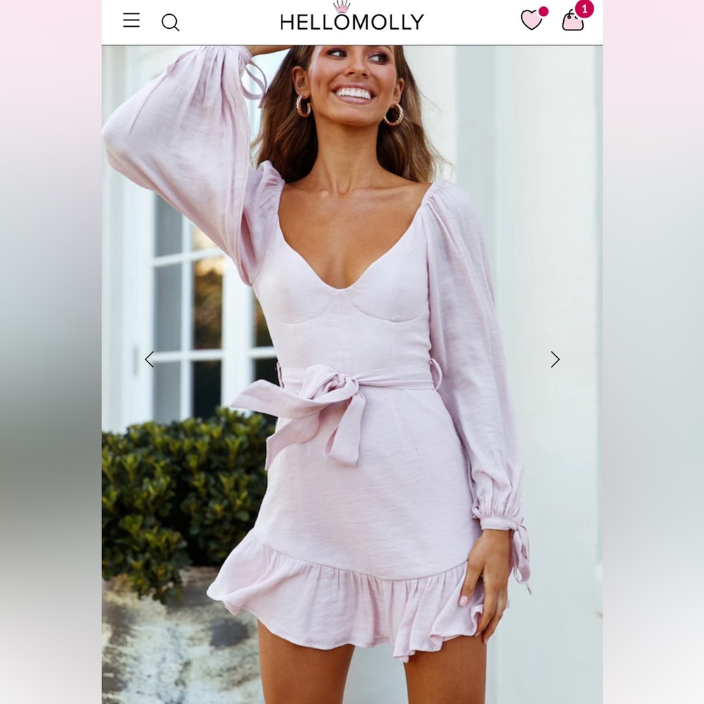 Hello Molly Light Pink Long Sleeve Dress